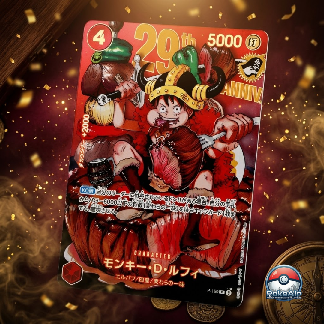 ワンピースカード 29周年カード P-159 One Piece P-159 Luffy 29th Anniversary — JP Promo Card – PokeAlp