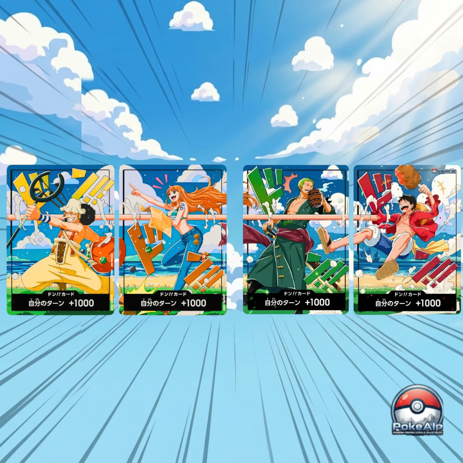 One Piece DON!! Cards World Unification | Luffy, Zoro, Usopp & Nami | Duo Pack 4 Cartes | Édition Japonaise
